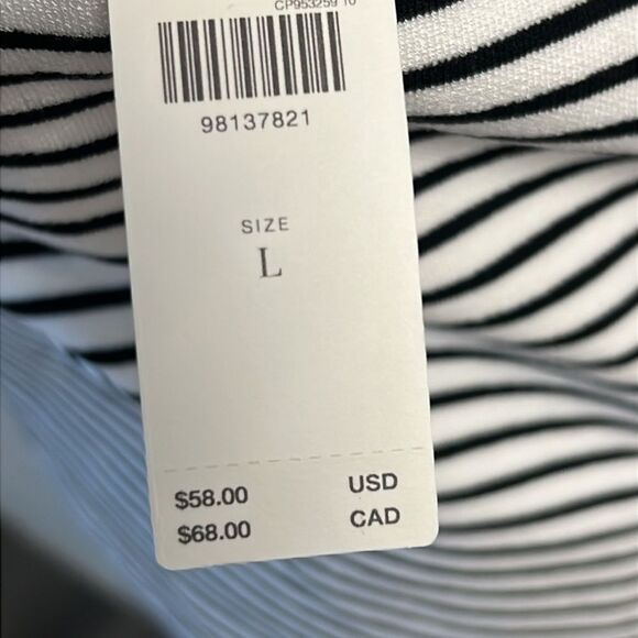 Anthropologie x Maeve Twist-Front Halter Top Black and White Stripes L - Picture 7 of 10